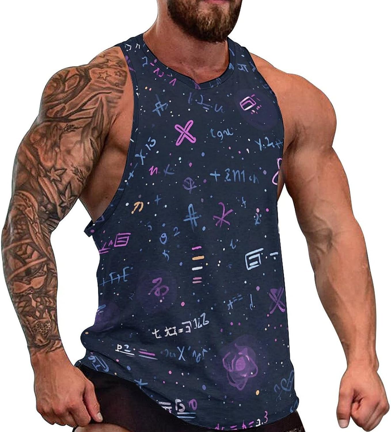 Galaxy Math Equation Geometry Men Tank Top Workout Shirt Muscle T Shirt 5XL