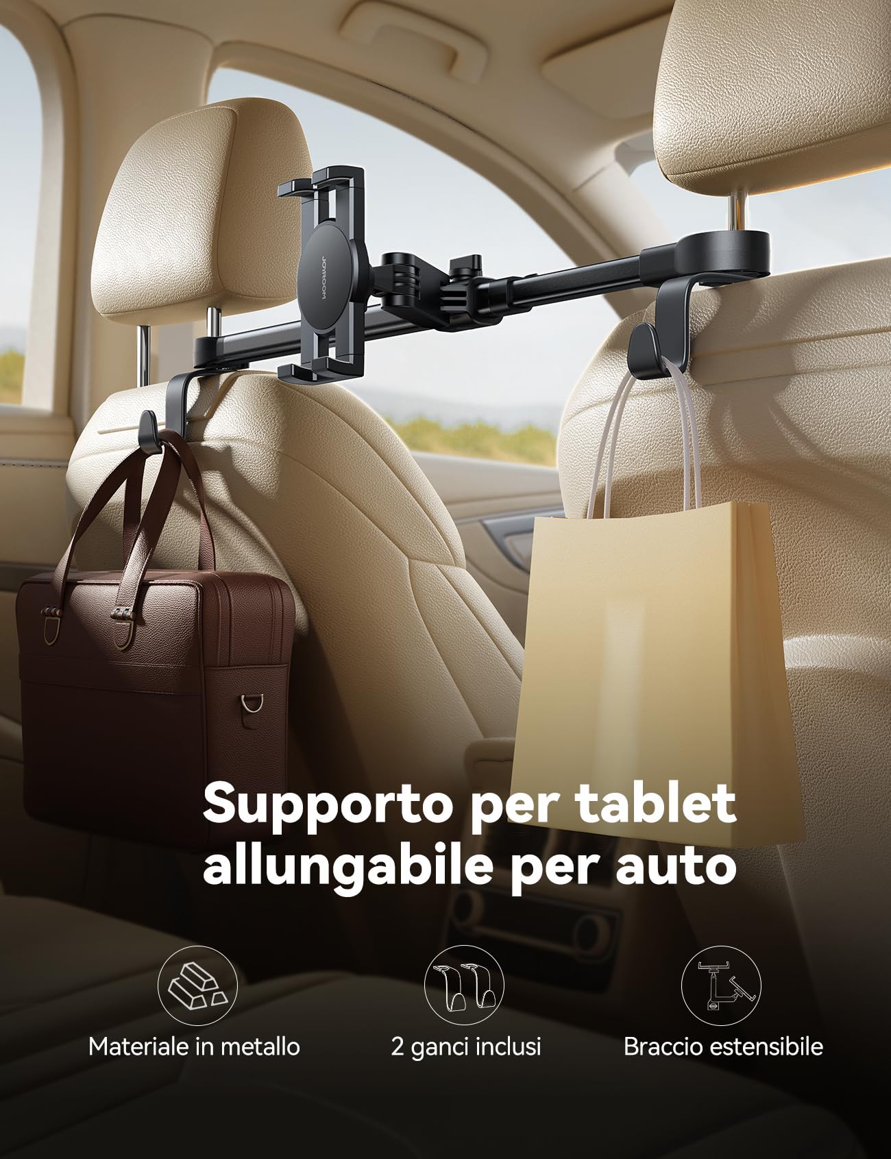 JOYROOM Porta Tablet da Auto Centrale, Supporto Switch con Braccio Metallico Supporto iPad Auto per Tablet da 4,7 a 12,9"