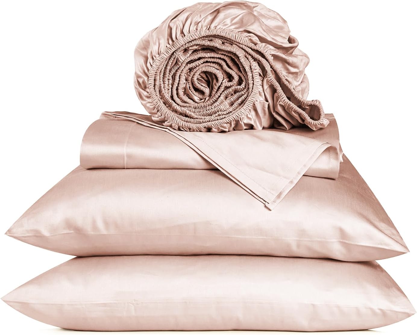 URBANHUT 800 Thread Count 100% Cotton King Size Sheets, Luxury 4 Piece King Bedsheets, Hotel Sheets Sateen Finish - Better Than Egyptian, 16" Elasticized Deep Pocket - Blush Pink
