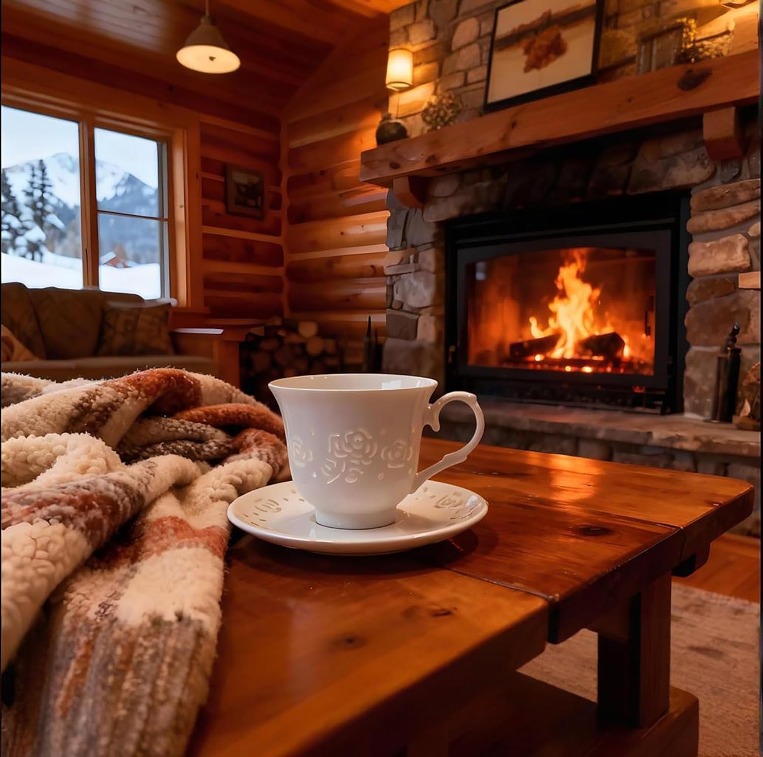 Porcelain Tea Set for Two,Rose Lace Cutout Teacups & Saucers Set with 2 Gold-Tone Rose Spoons & Premium English Black Tea. 7Pcs Elegant Gift Boxed Set for Her, Mother's Day & Bridesmaid Gift