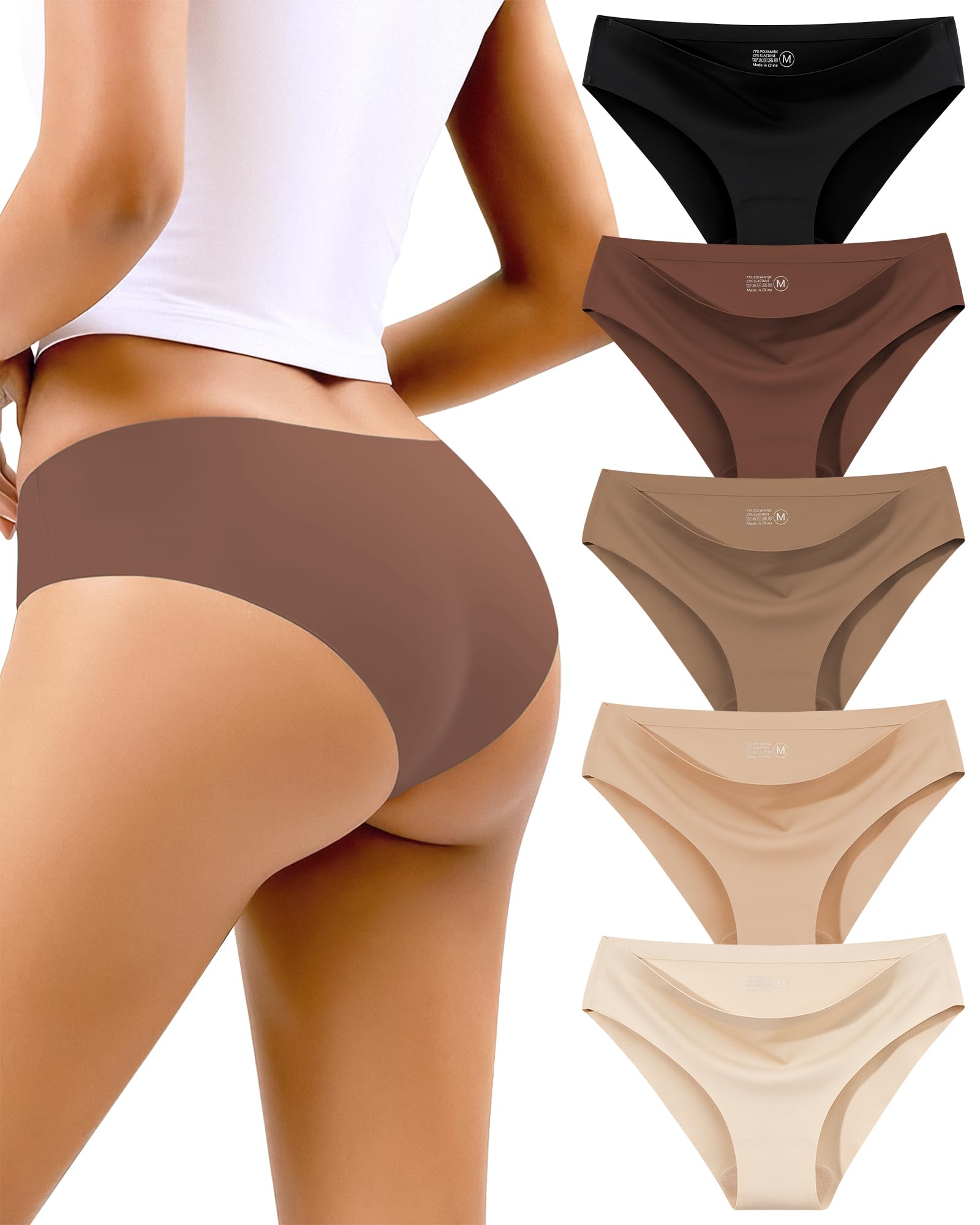 Cevapro Seamless Underwear for Women Low Rise No Show Hipster Panties Cheeky Soft Bikini Stretch Invisible Briefs 5