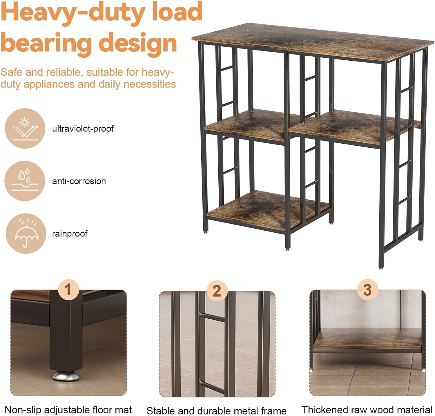 Baker's Rack | 4-Tier Microwave Oven Stand Table | Mini Fridge Stand with 42" Tall,Storage Shelves | Adjustable Shelves Freestadning for Kitchen,Living Room,Office,Patio Black