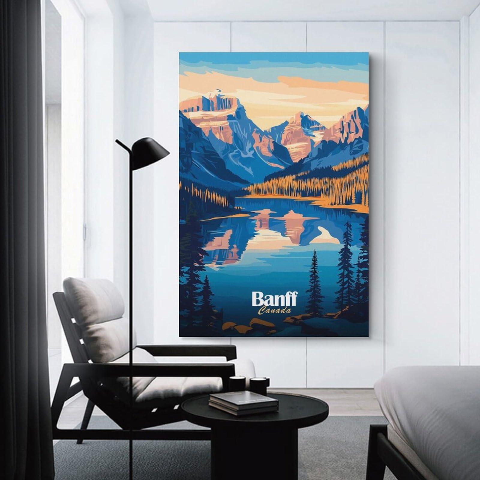 Junmoney Banff National Park Landscape Wall Picture Print 24x36inch(60x90cm), for Entrance Spaces, Stair Walls Or Halls, Decorative Canvas Styling for Entry Areas