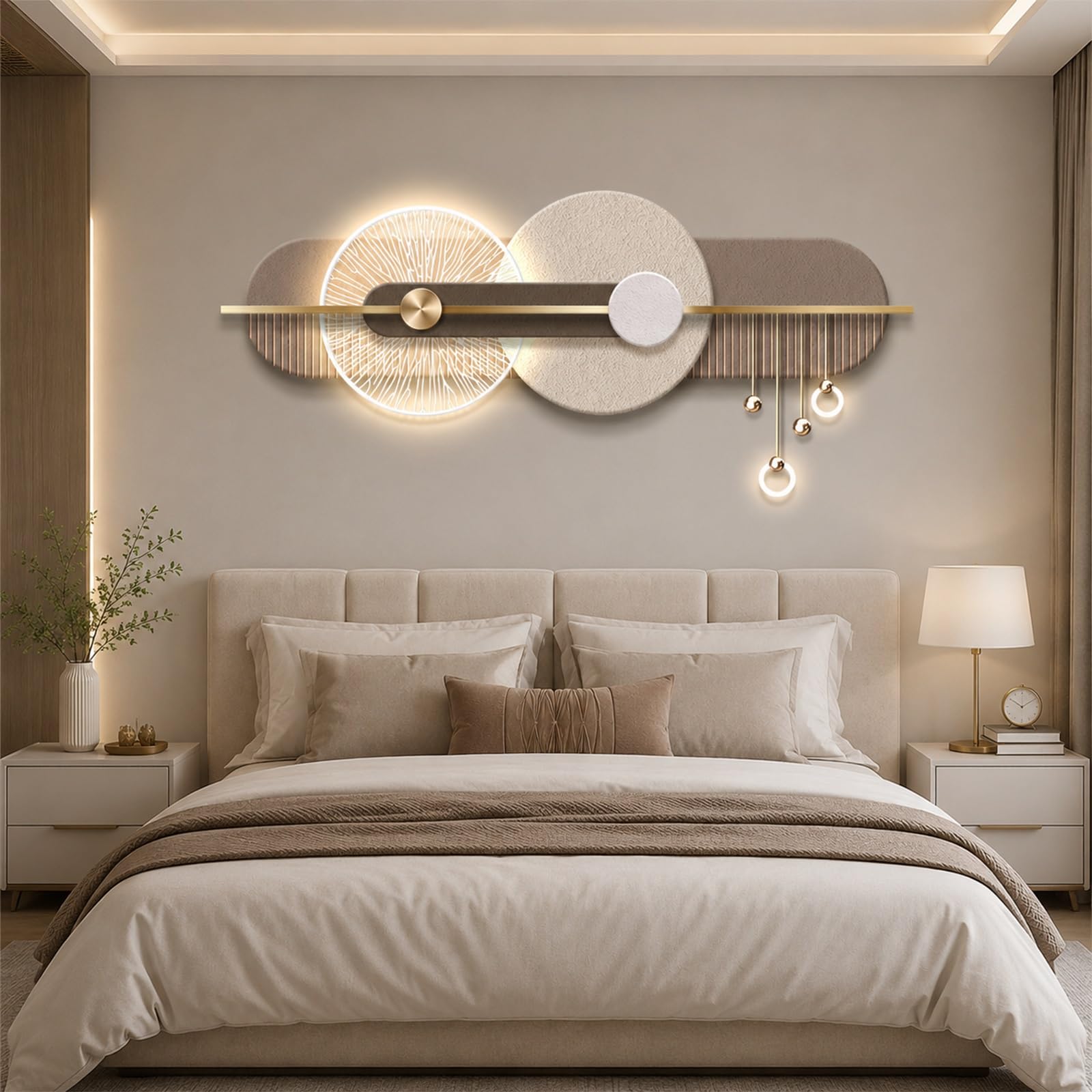 PGZMDTWI 3D Sandstone Wall Art, Modern LED Lighted Sculpture for Living Room Bedroom Decor(D,100 * 43CM 9.4 * 16.9IN)