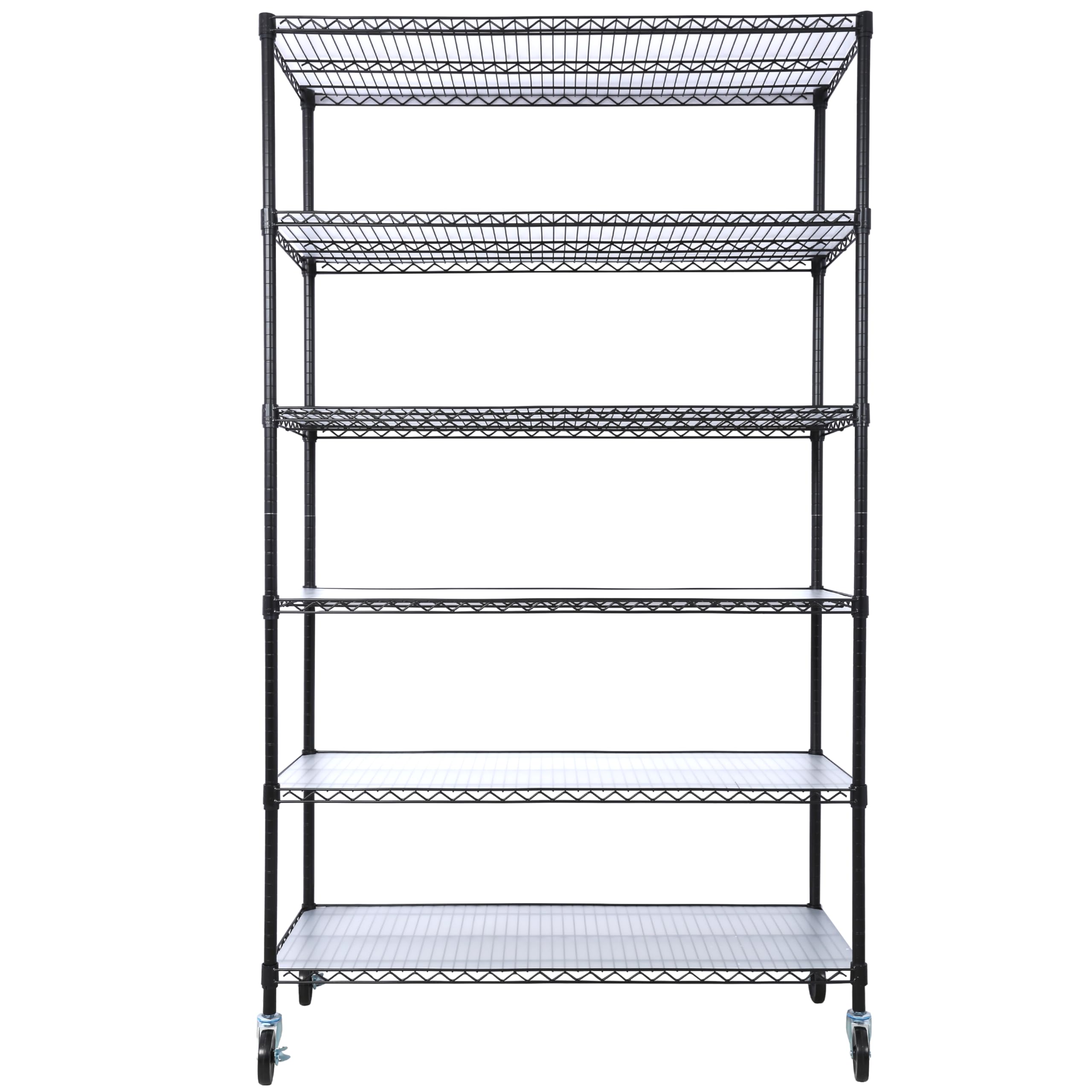 HarmoFurn 6-Tier NSF Commercial Wire Shelving Unit, Heavy Duty Metal Storage Rack with Wheels, 6000lbs Capacity, Black, 84" H x 48" L x 20" D,