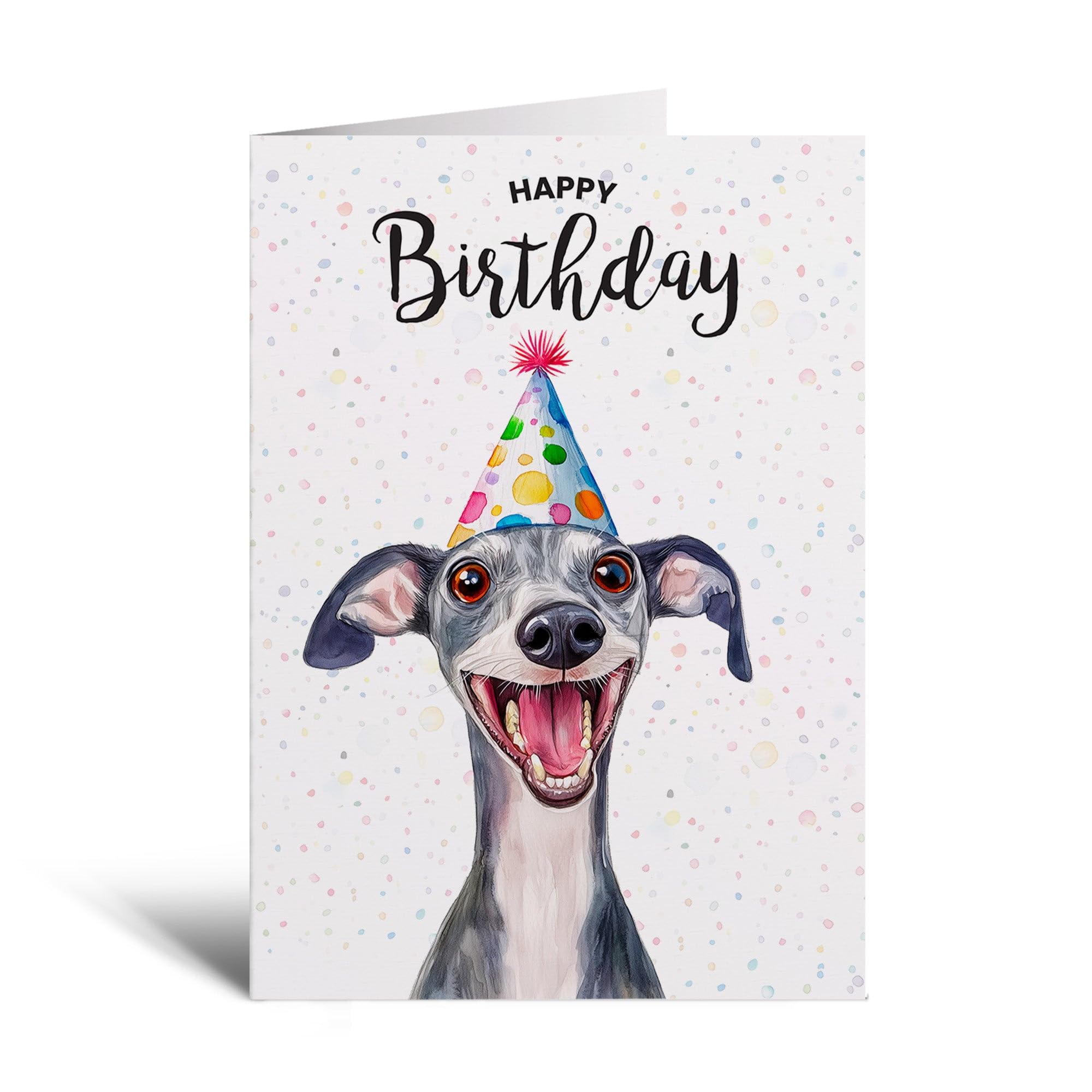 Postcard Prints - Whippet Dog Illustration Birthday Card for Him or Her - 5x7 Inch - 300gsm Matte Finish - Perfect for Pet Lovers - 4 Card Pack