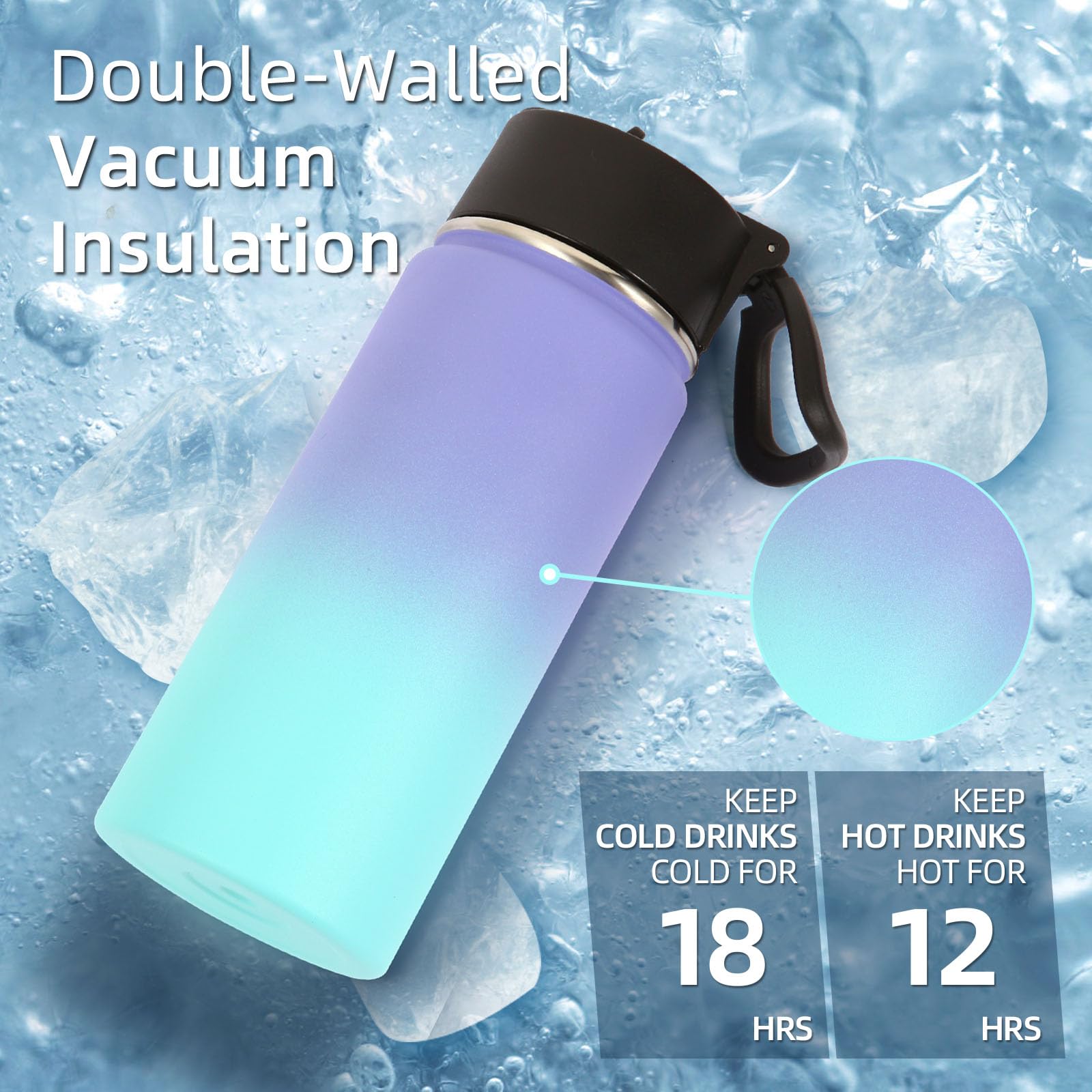 Volhoply Bouteilles d'eau pour enfants de 473 ml (violet bleu, 4)