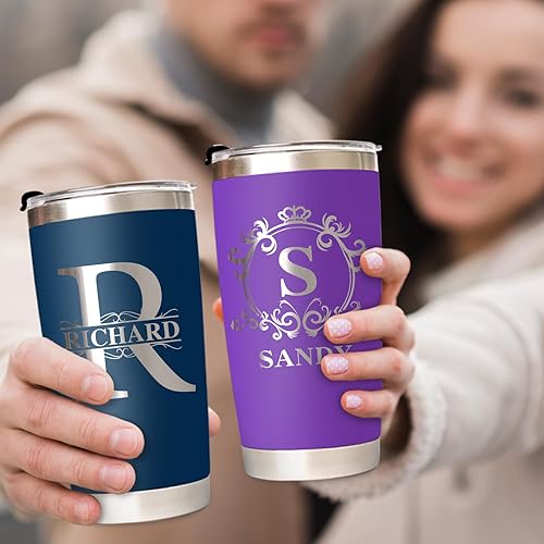 Miniatura 4 de Vaso personalizado con nombre y texto, tazas de café personalizadas de 20 onzas con tapa y pajitas, regalos grabados personalizados para bodas,