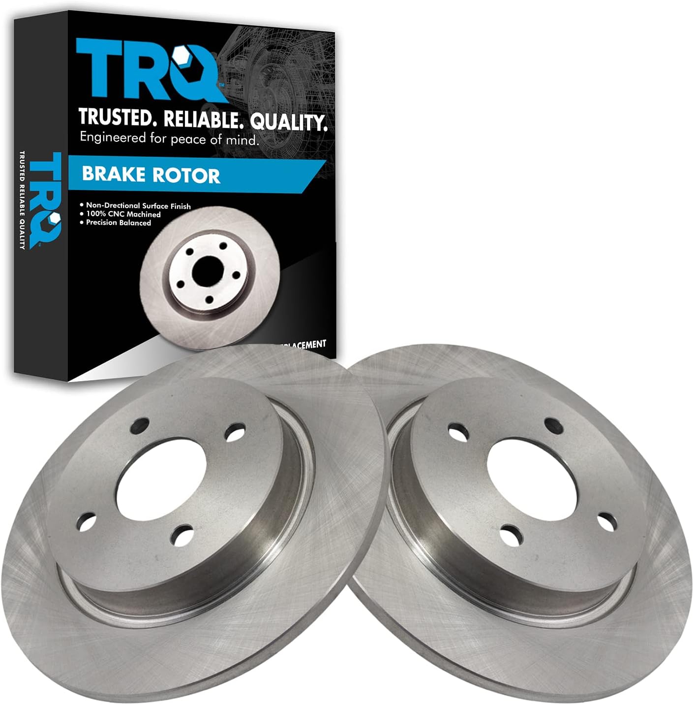 TRQ Rear Brake Rotors Set Solid Compatible with 2018-2022 Ford EcoSport