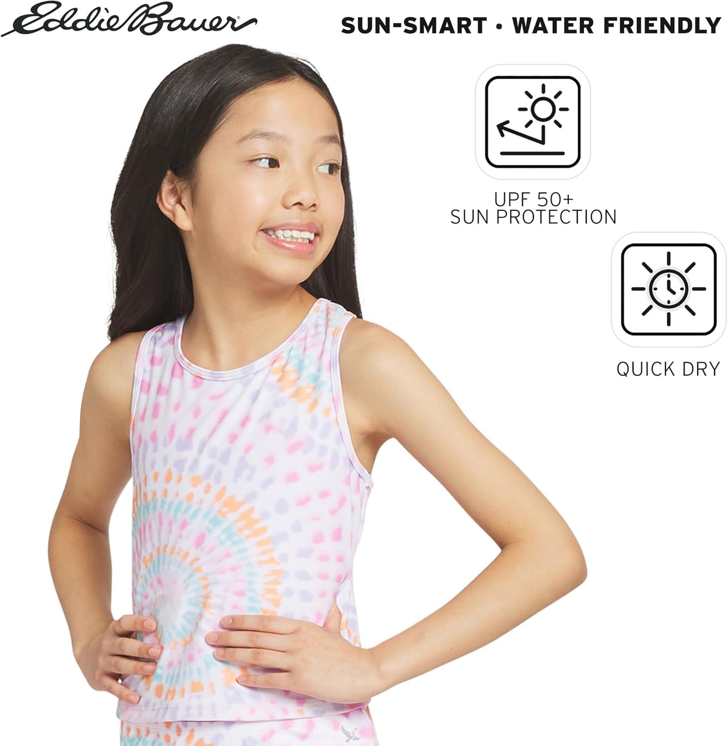 Eddie Bauer Girls' UPF 50+ Swim Bikini Bottom and Racerback Tankini Set