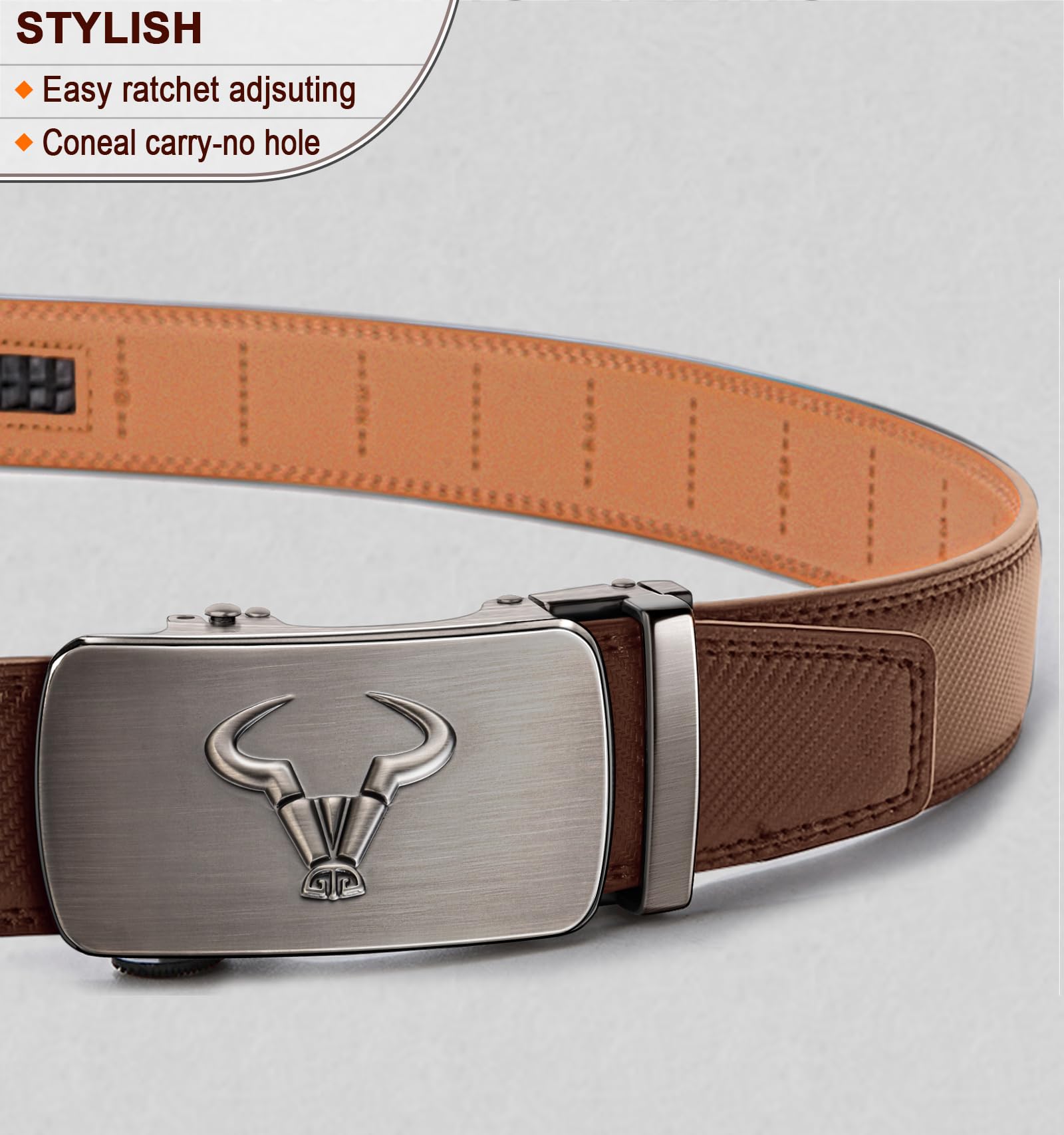 KEMISANT Cintura Uomo, Cintura Uomo Pelle Cricchetto Automatica Fibbia 35mm,Trim Regolabile per Adattars