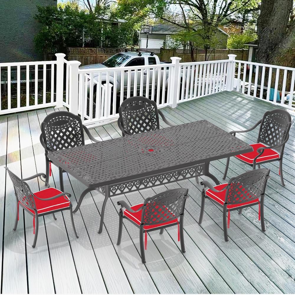 Cast Aluminum Patio Furniture Set for Outdoor Dining and Lounge Use