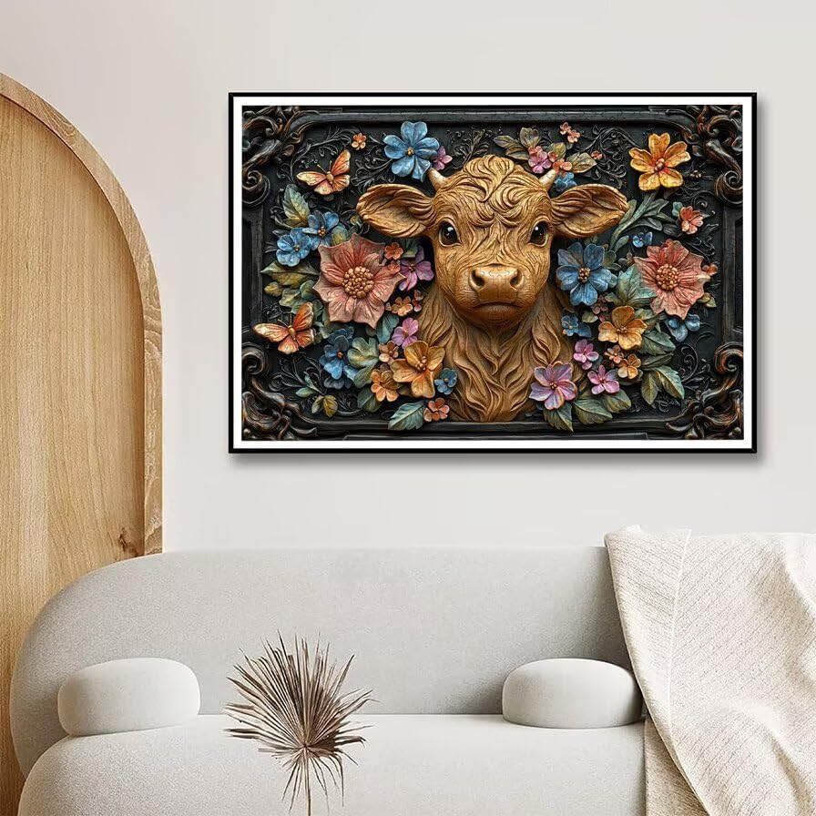 Puzzle 3000 Pièces Vache, Puzzle 3000 Pièces pour Adultes et Enfants à Partir de 14 Ans, Fleur Puzzles Bois avec Une Boîte d'Emballage Exquise, Puzzles pour Décoration Murale, Idee Cadeau Femme, -5682