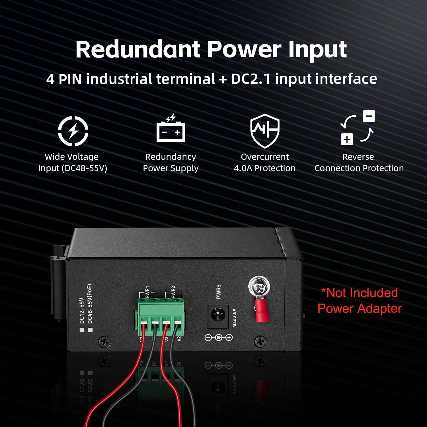 MokerLink 8 Port PoE Industrial Din Rail Switch, 8 PoE+ IEEE802.3af/at, 10/100Mbps Fast Ethernet, Extend 250M, DIN-Rail & Wall Mount Included