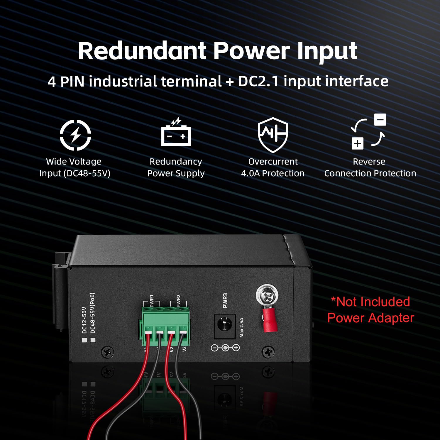 MokerLink 8-portowy przełącznik przemysłowy PoE na szynie DIN, 8 PoE+ IEEE802.3af/at, Fast Ethernet 10/100 Mbit/s, zasięg 250 m, szyna DIN i uchwyt ścienny w zestawie
