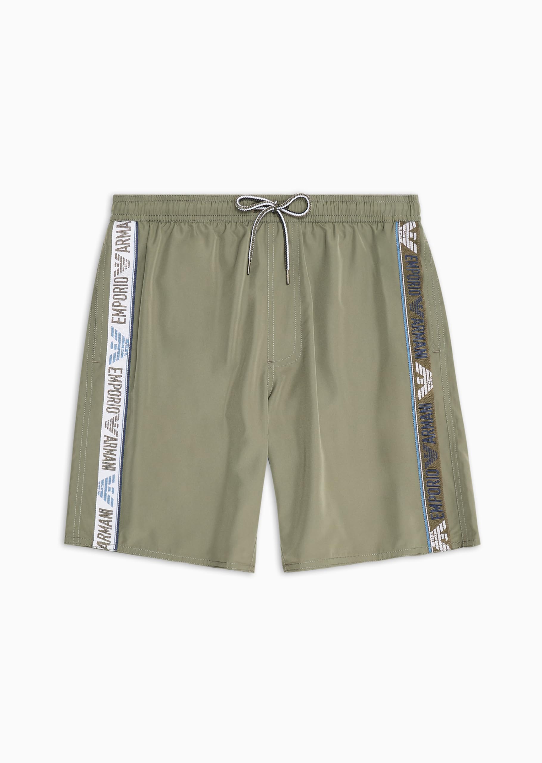 Emporio Armani Men's Logotape Swim Bermuda Boxer Beachwear, Military Green, 48