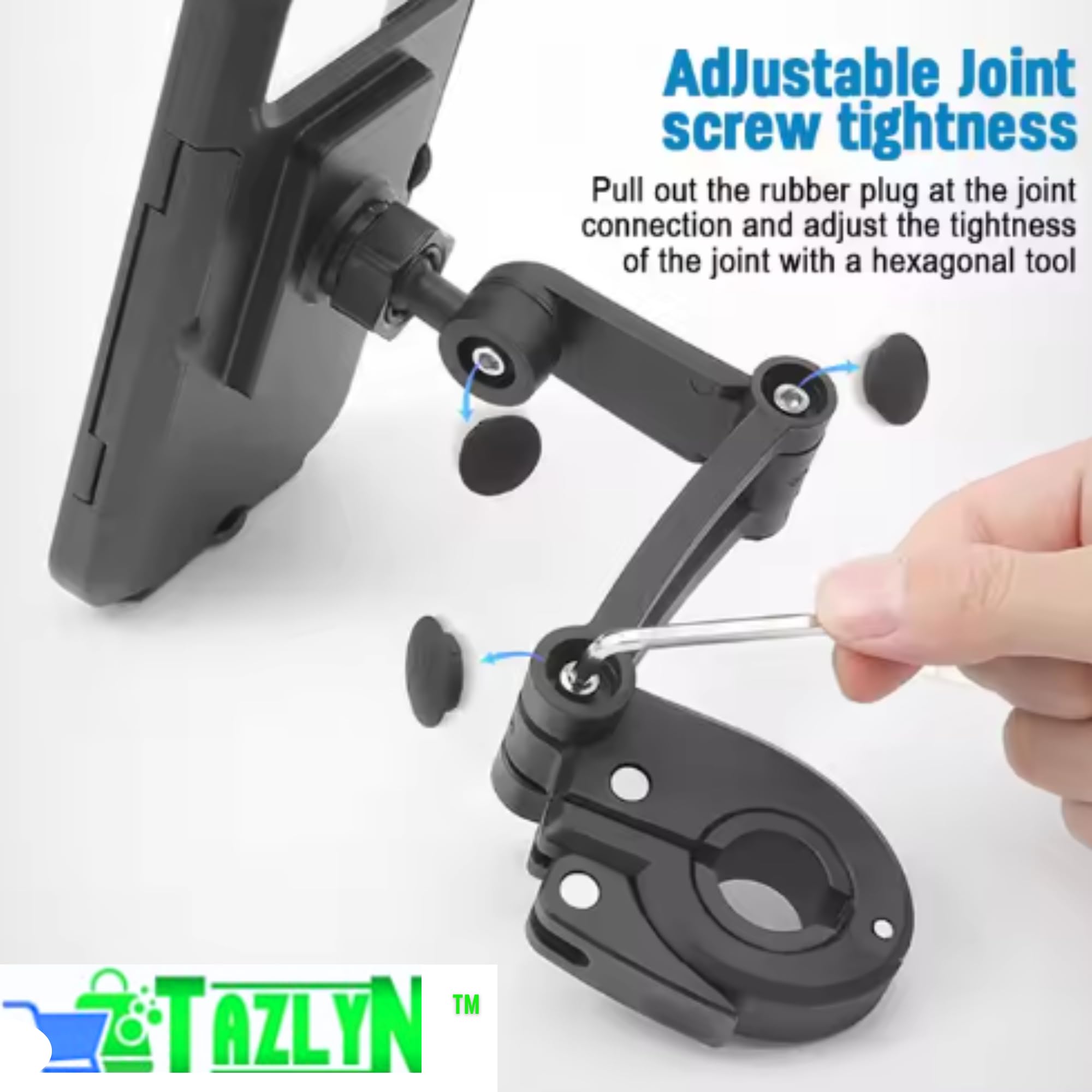TAZLYN Bike Mobile Stand for Bike Bicycle Mobile Holder 360° Rotation Adjustable GPS Navigation Motorcycle Holder with Waterproof TPU Touch-Screen Charging Adjustable (Black Pack of 1) 2