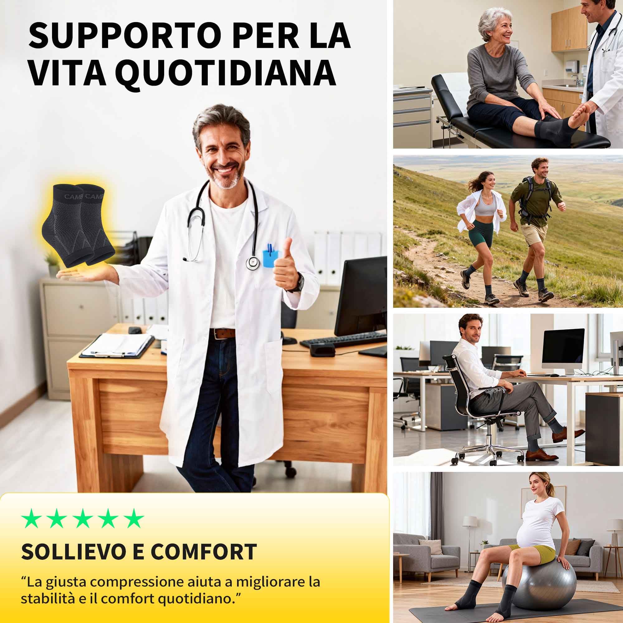 CAMBIVO Cavigliera Sportiva per Distorsione, Cavigliera Ortopedica, Fascia Elastica Caviglia con Graduata Compressione, Tutore Caviglia per Sport, Fascite Plantare, Tendinite di Achille e Artrite