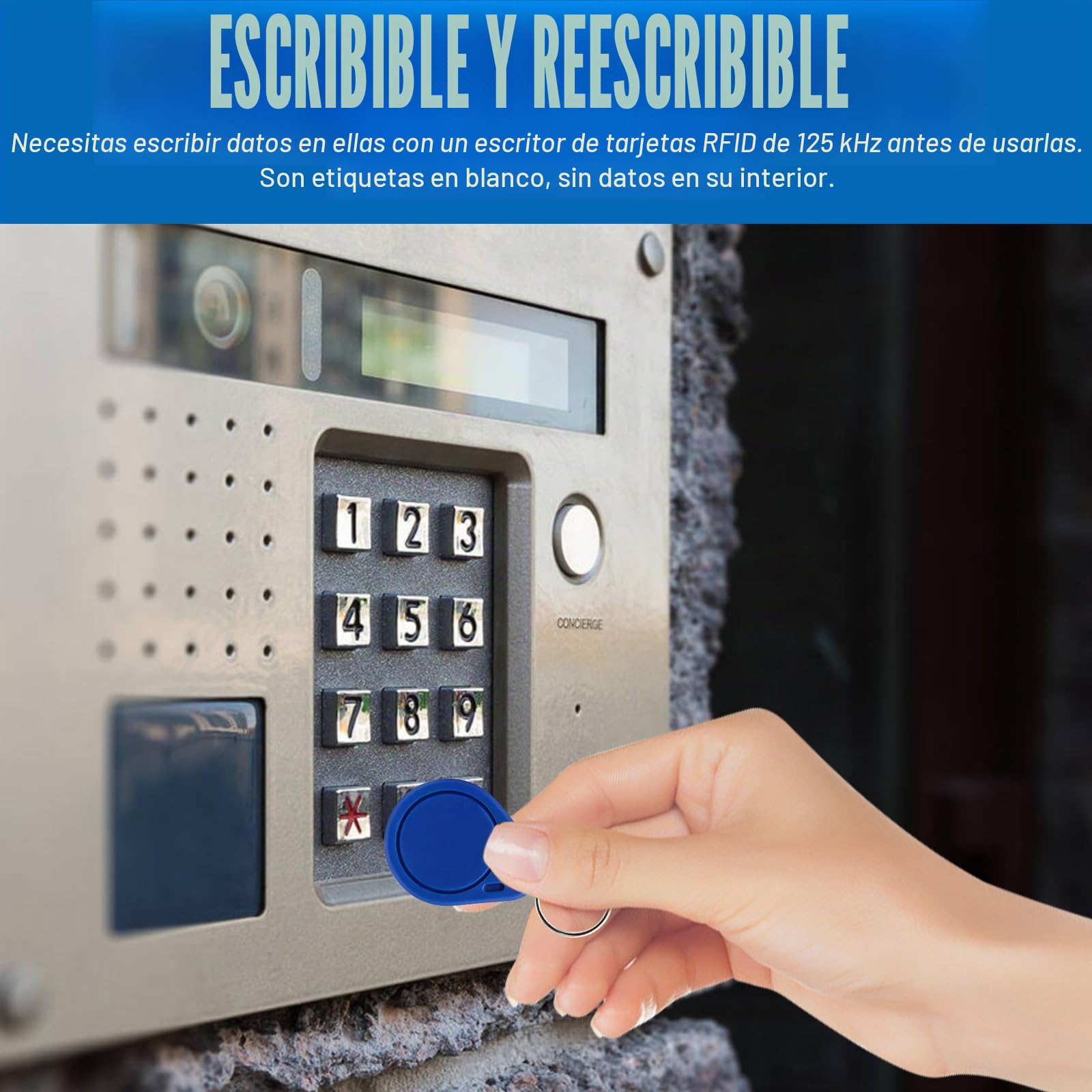 Llaveros RFID 125 Khz T5577 regrabables azul NFC copiar clonar tarjetas