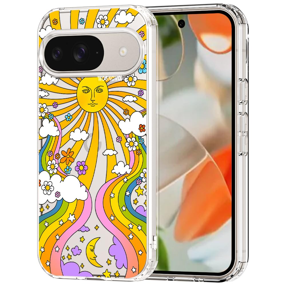 MOSNOVO Case for Google Pixel 9 & Pixel 9 Pro, [Buffertech 6.6ft Military-Grade Drop Protection] [Anti Peel Off Tech] Clear TPU Bumper Phone Case Cover Design - Great Wave — view 94