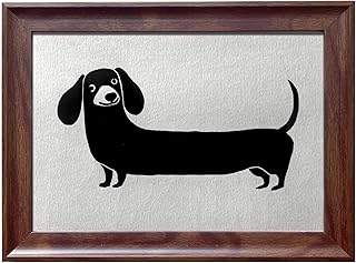Caelumis Modern Dachshund Wall Art - Minimalist Doxie Black Silhouette F...