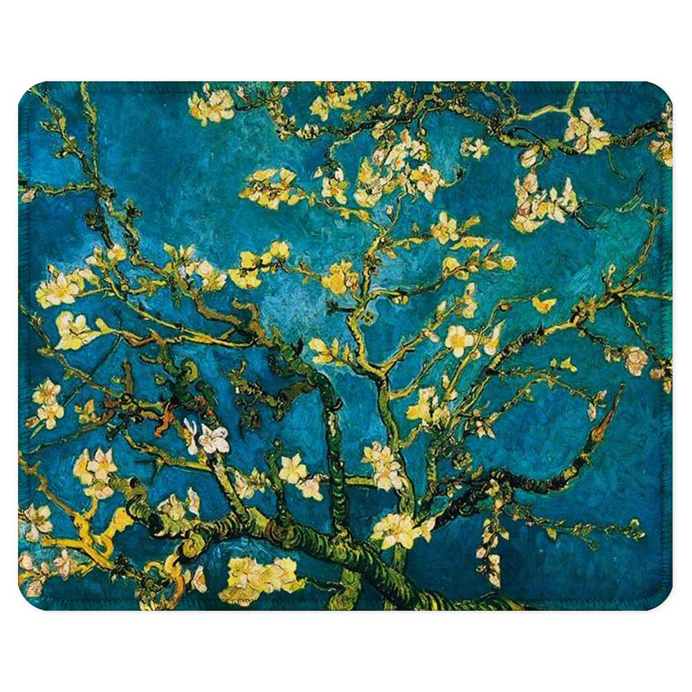 BOSOBO Mouse Pad, Art Design Blossoming Almond Tree Mouse Mat, Anti Slip Floral Mousepad for Desktop, Computer, PC and Laptops, Customized Mouse Pad