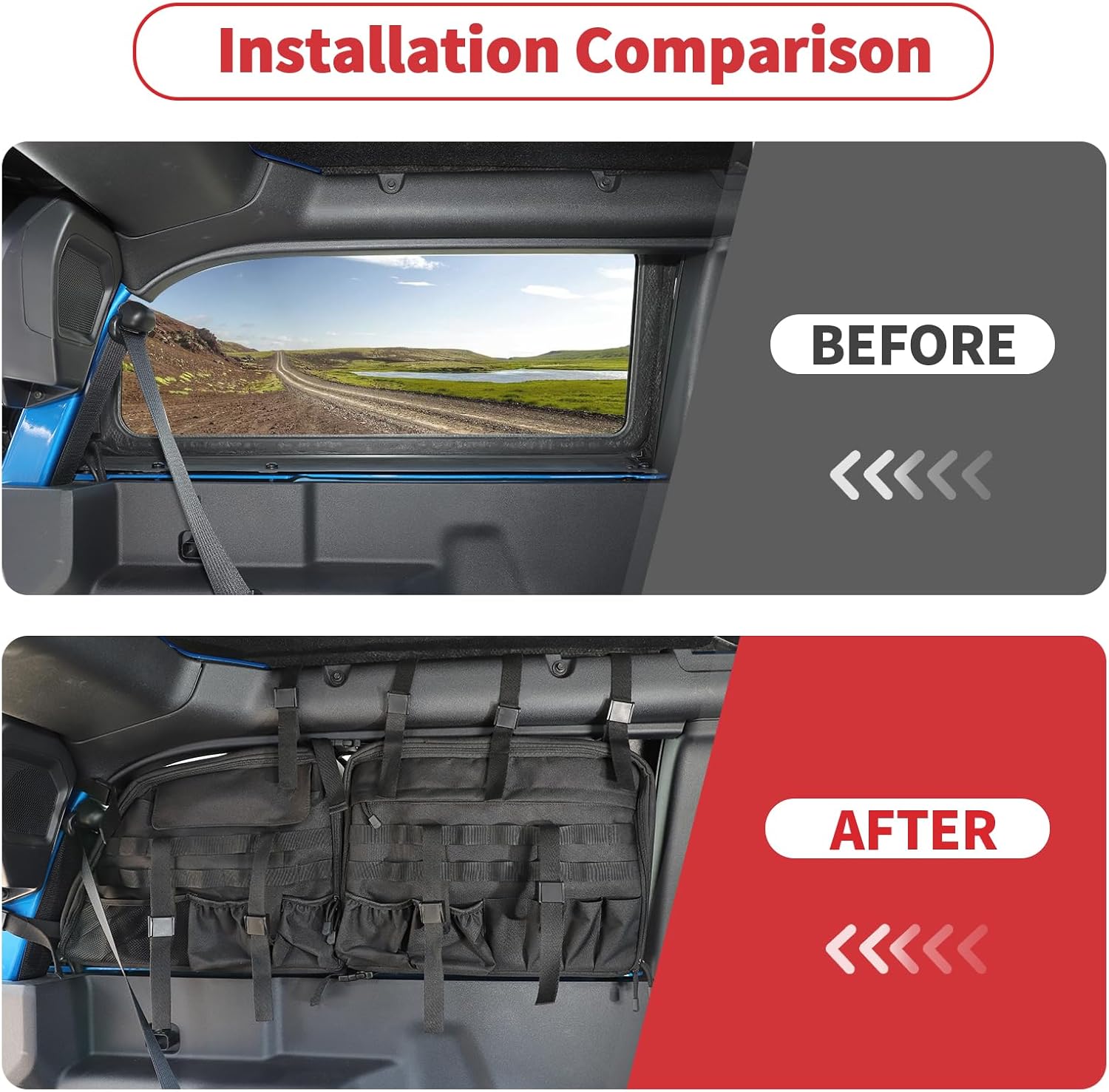 Linskip TrunkMate Roll Bar Organizer for Ford Bronco 2Door 2021-2025, Roll Bar Storage Bag for 2 Door Bronco Trunk Accessories, Durable Molle Webbing + Convenient Storage Pocket(Left)