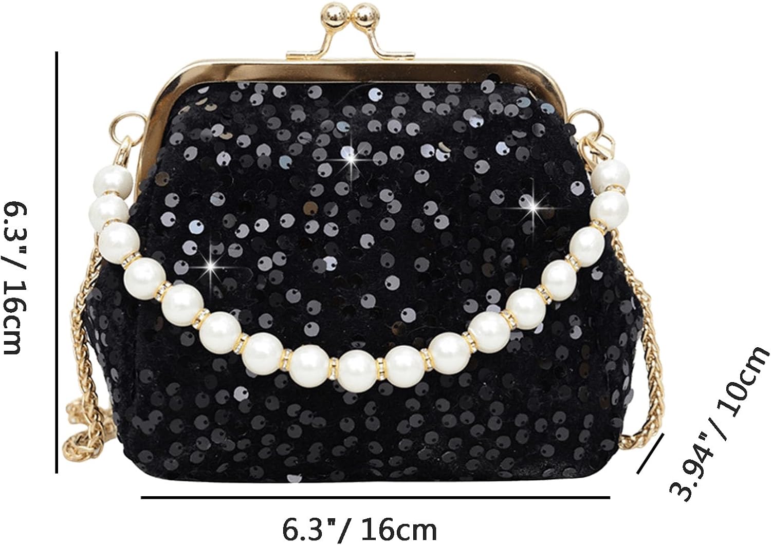Evening Clutch Purses for Women, Glitter Sequin Crossbody Bag, Elegant Evening Handbag with Pearl for Wedding, Prom