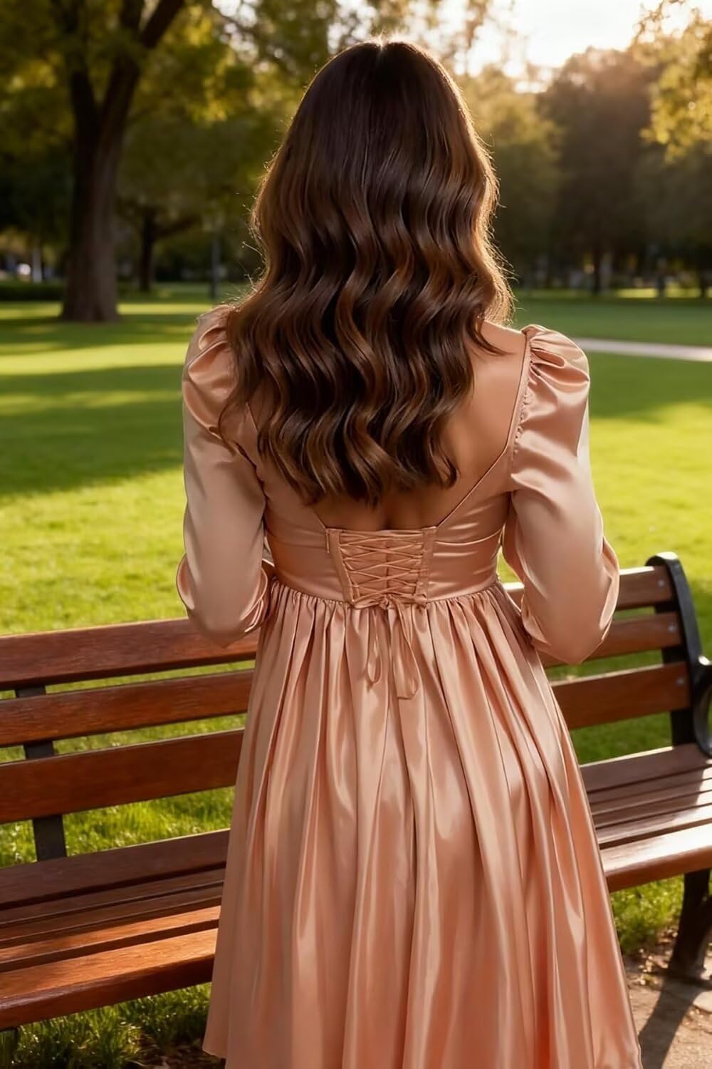 Satin Sweetheart Chrismas Party Dress with Long Sleeve Short Pleated Mini Cocktail Party Dress for Teens 2026 - Image 2