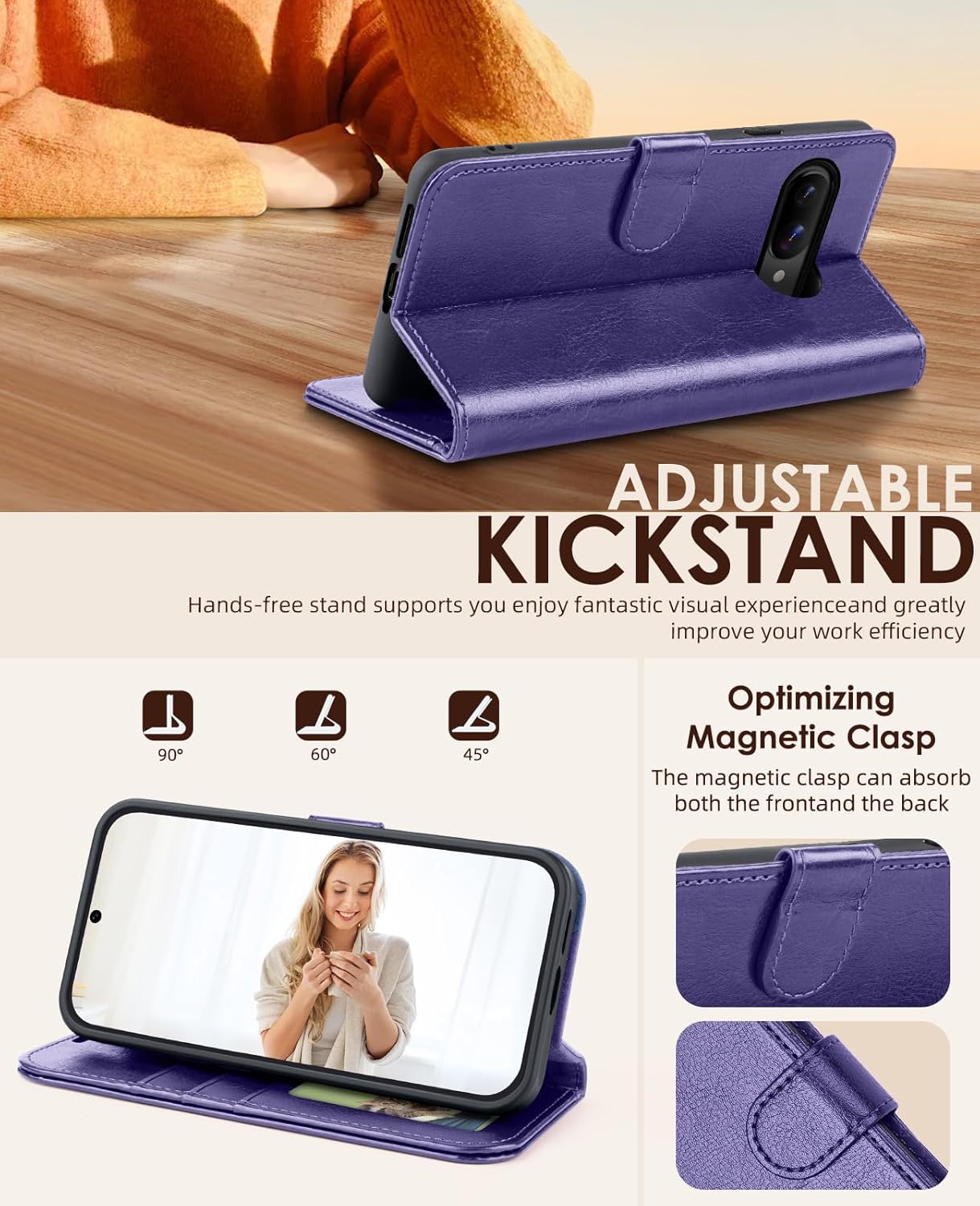 OCASE Compatible with Google Pixel 9a Wallet Case, PU Leather Flip Folio Case with Card Holders RFID Blocking Kickstand [Shockproof TPU Inner Shell] Phone Cover 2025, Purple