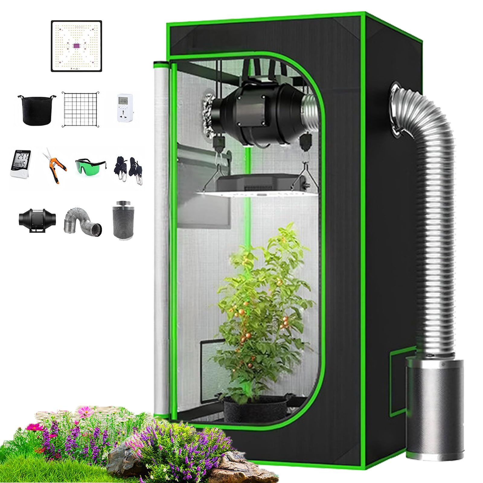 Djfyvaeio Multicolor Planting Tent,Hydroponics Growing System,Available In 4 Sizes,600D High-Density Composite Fabric,Alloy Frame,Timer Settings,Promote Plant Growth 40 * 40 * 90