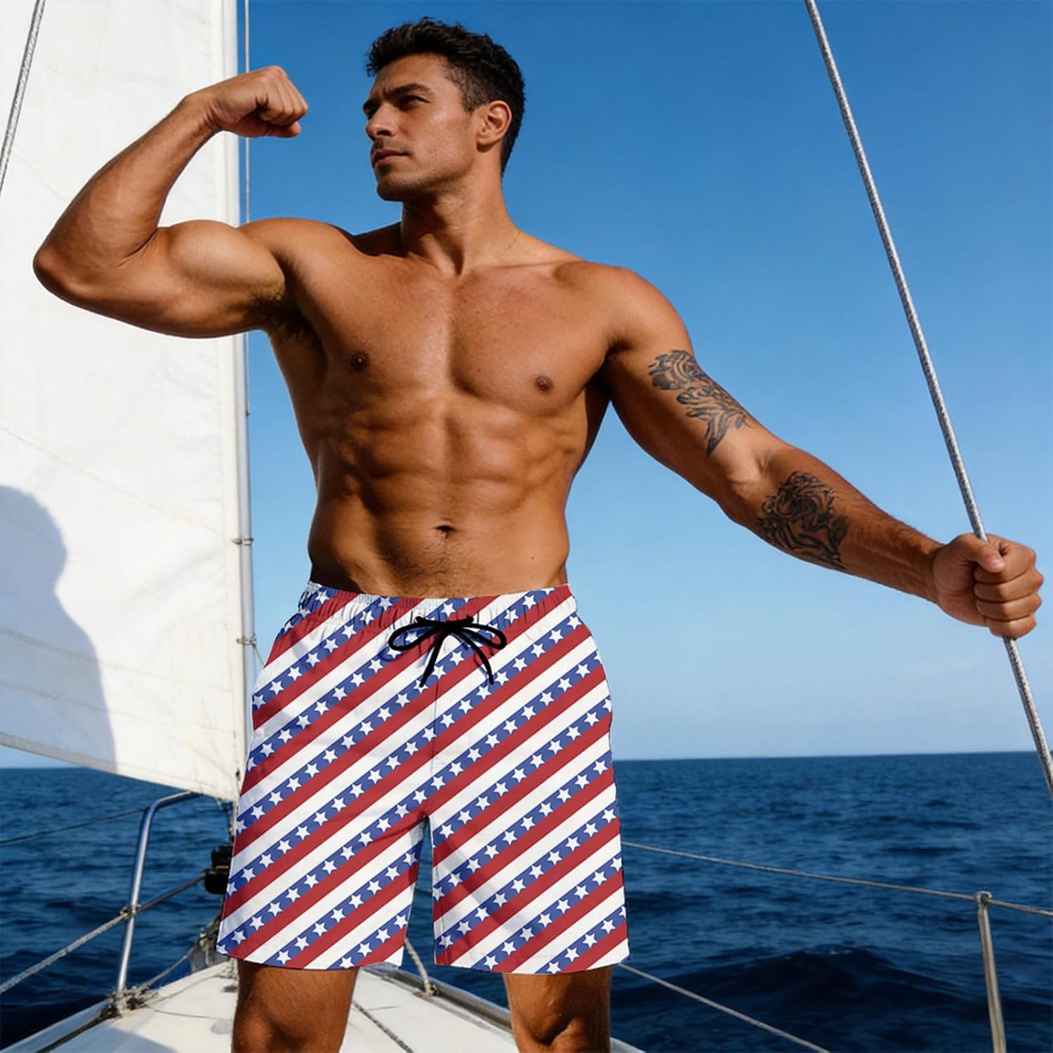 Mens Swim Trunks with Compression Liner Quick Dry 2 in 1swim Shorts Bathing Suits for Beach Rave