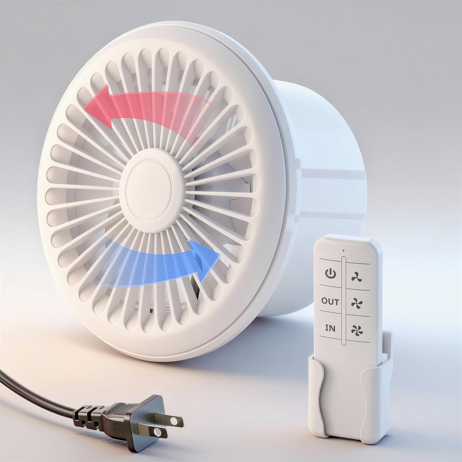 HG Power 6 Inch Reversible Bathroom Exhaust Fan with Remote Control, 3-Speed, 2-in-1 Intake & Exhaust, Low Noise Window Fan with Mesh Screen for Wall Ceiling Garage Basement Office Home, White