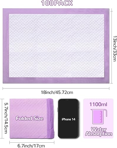 Miniatura 7 de Cambiadores desechables para bebé, paquete de 100 almohadillas desechables para bebé, ultra suaves, impermeables, cambiadores de pañales de 13 x 18