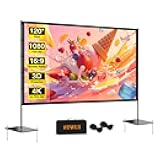 STWUI Outdoor-Projector-Screen-with-Stand - 120 inch Portable Projection Screen Indoor Outdoor Projector Screens 16:9 4K HD Lightweight Movie Screen with Carry Bag for Backyard Movie Night