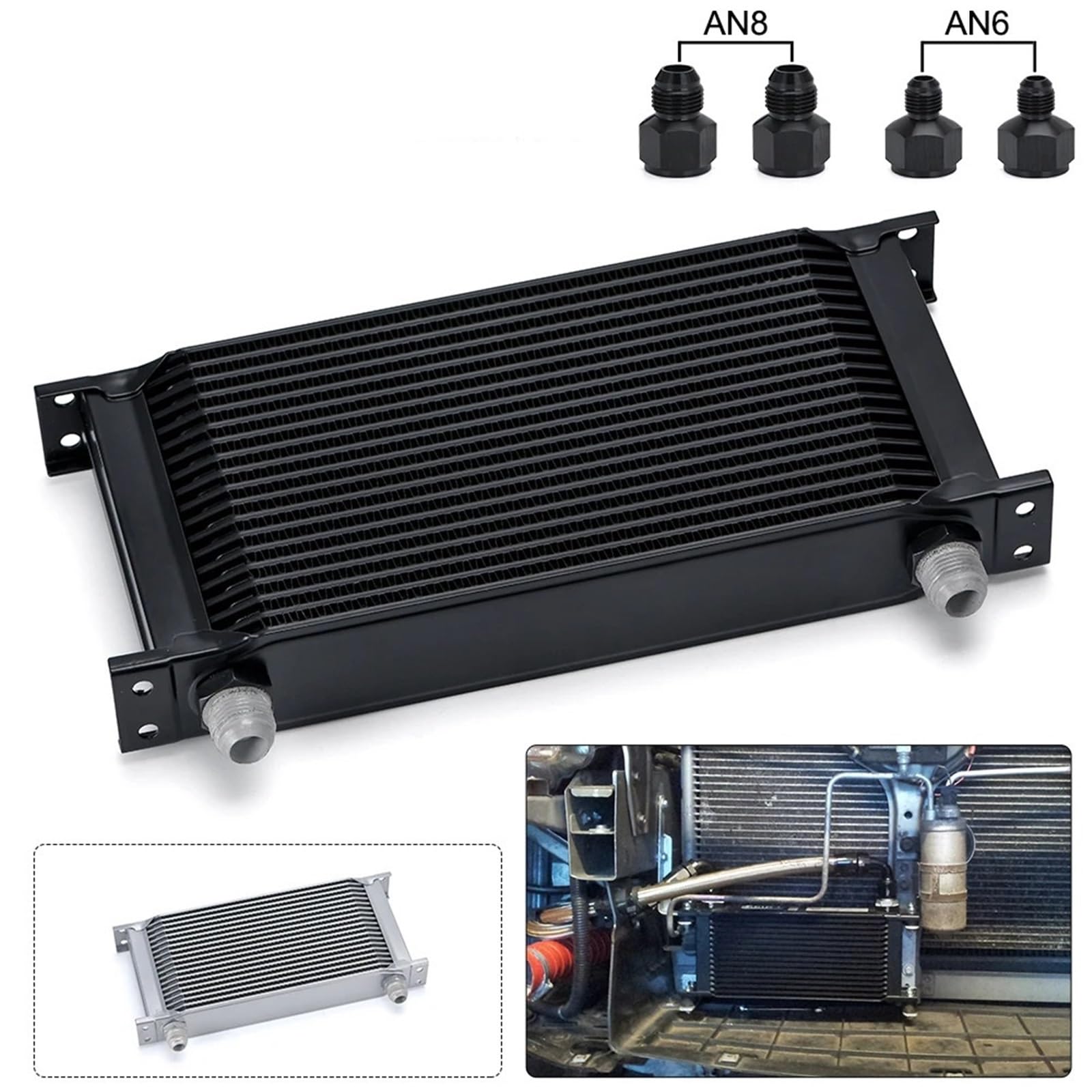 Refroidisseur D'huile Transmission avec 10AN Femelle À 8AN 6AN 19 Rangées, Aluminium Type Britannique Universel Oil Cooler
