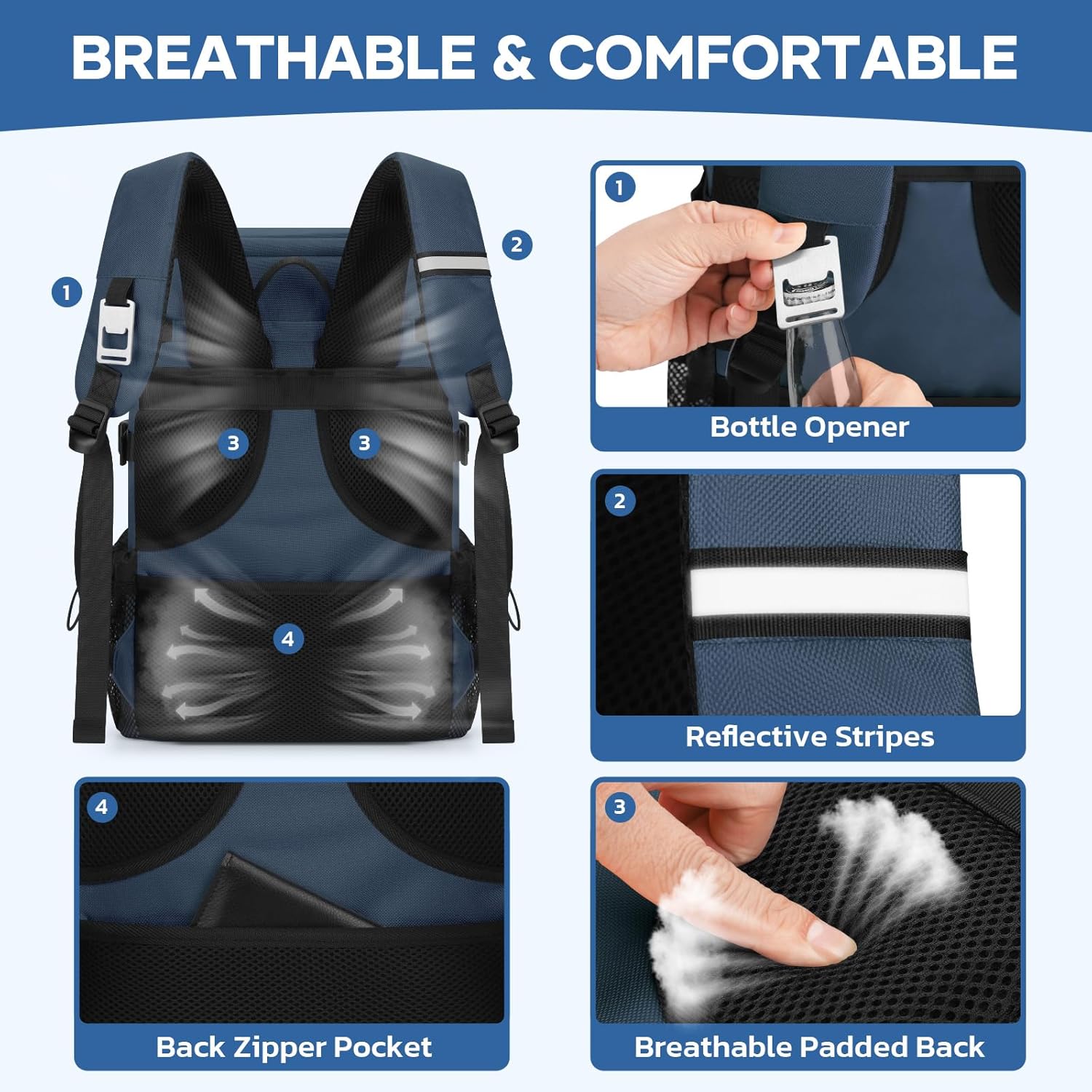 Realcool Backpack Cooler，33 Cans Insulated Leakproof Soft Cooler Bag Lightweight Camping Beach Lunch Backpack for Men Women