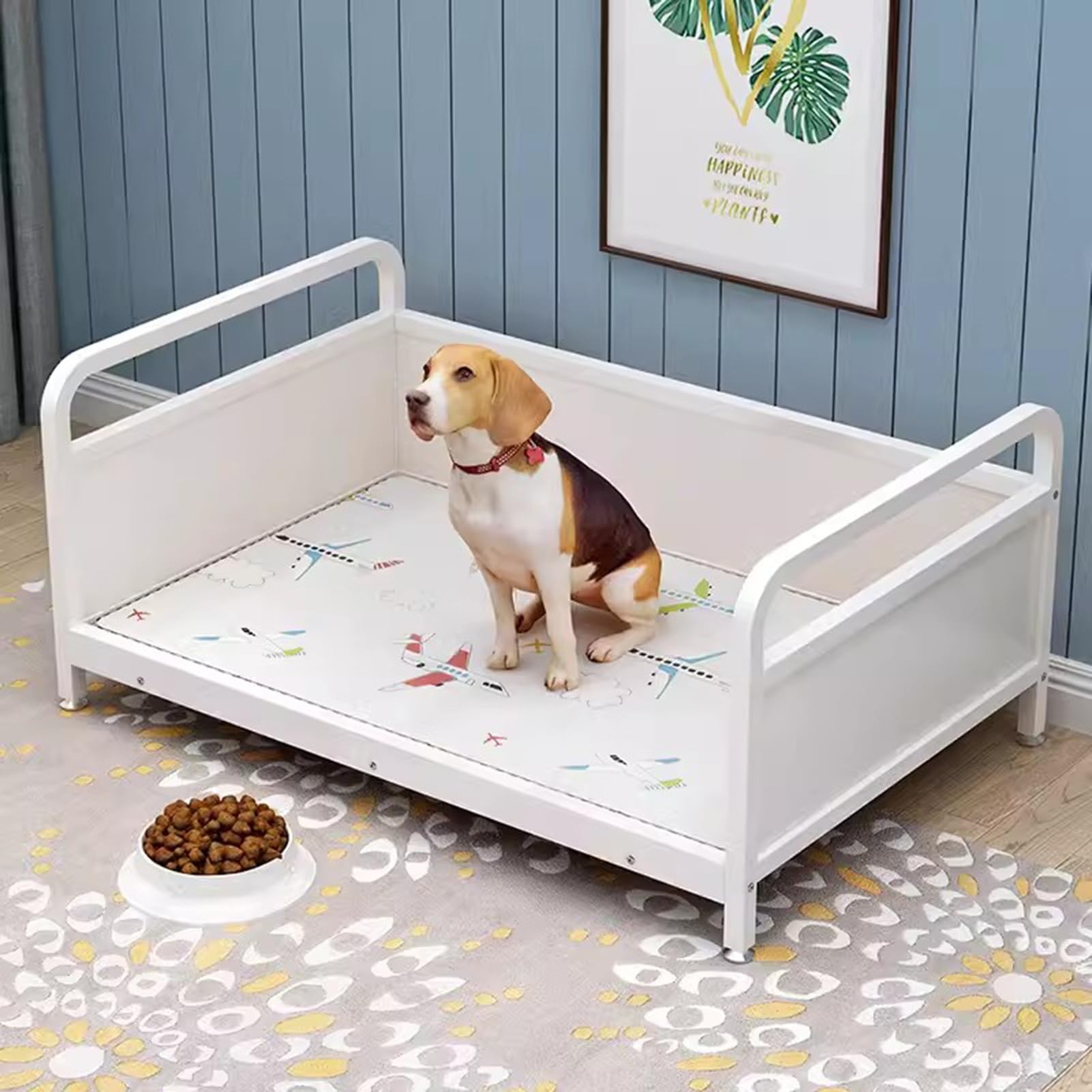 RIEJIN Sofá Cama para Mascotas, sofá de Cama para Perros con Marco metálico con barandilla, Adecuado para Mascotas Medianas y Grandes(Style 1,XX-Large)