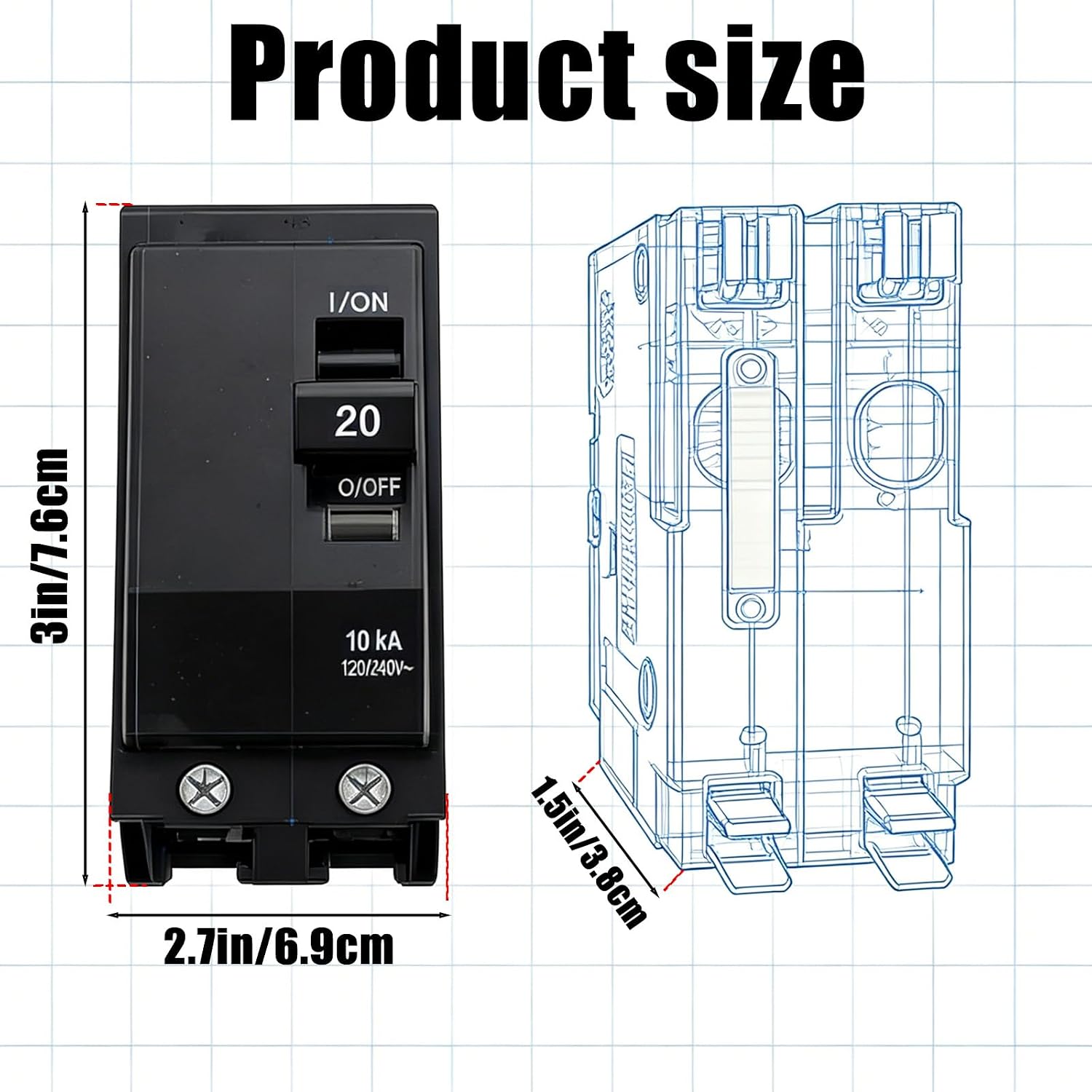 2Pcs Circuit Breaker Fit for SD QO Load Center Replace QO220CP | 20Amp 2 Pole Plug-On