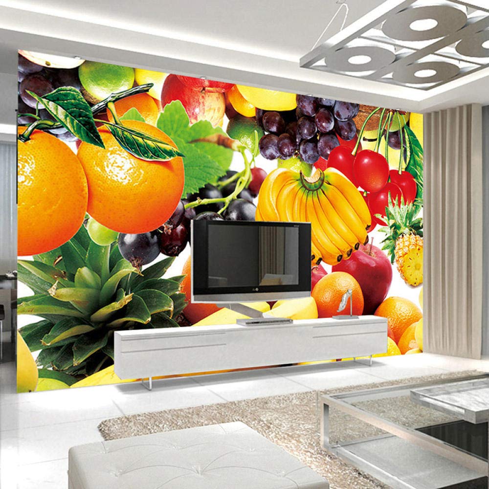 Papel Pintado Mural Autoadhesivo Personalizado Tela De Lona Impermeable Cartel De Frutas Pintura De Pared 3D Cocina Restaurante Decoración Para Sala De Estar,250 * 175Cm