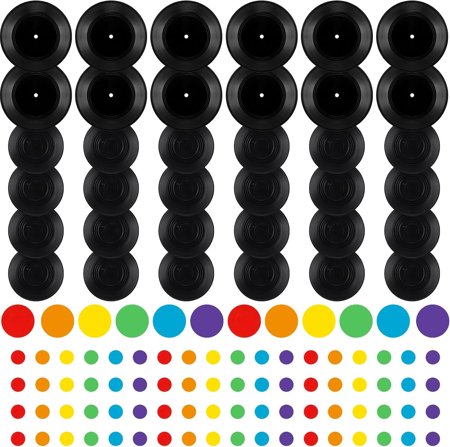 Motiskyy 72 Pcs Blank Vinyl Records and Sticker for Wall Aesthetic Decor, Retro Fake Vinyl for Hippie Room Decor DIY 70s 80s 90s Rock Disco Theme Music Party Supplies