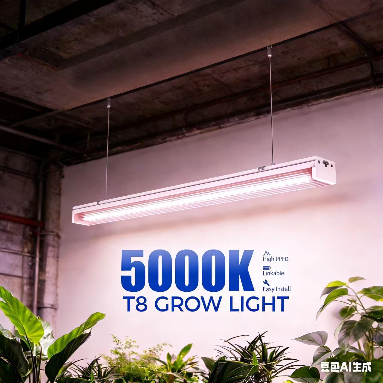 Grow Lights for Indoor Plants Full Spectrum Grow Lights for Seed Starting,4FT Plant Light for Indoor Plants,252W(6x42W 1400W Equivalent) Linkable Design,Greenhouse,Pinkish White,6 Pack