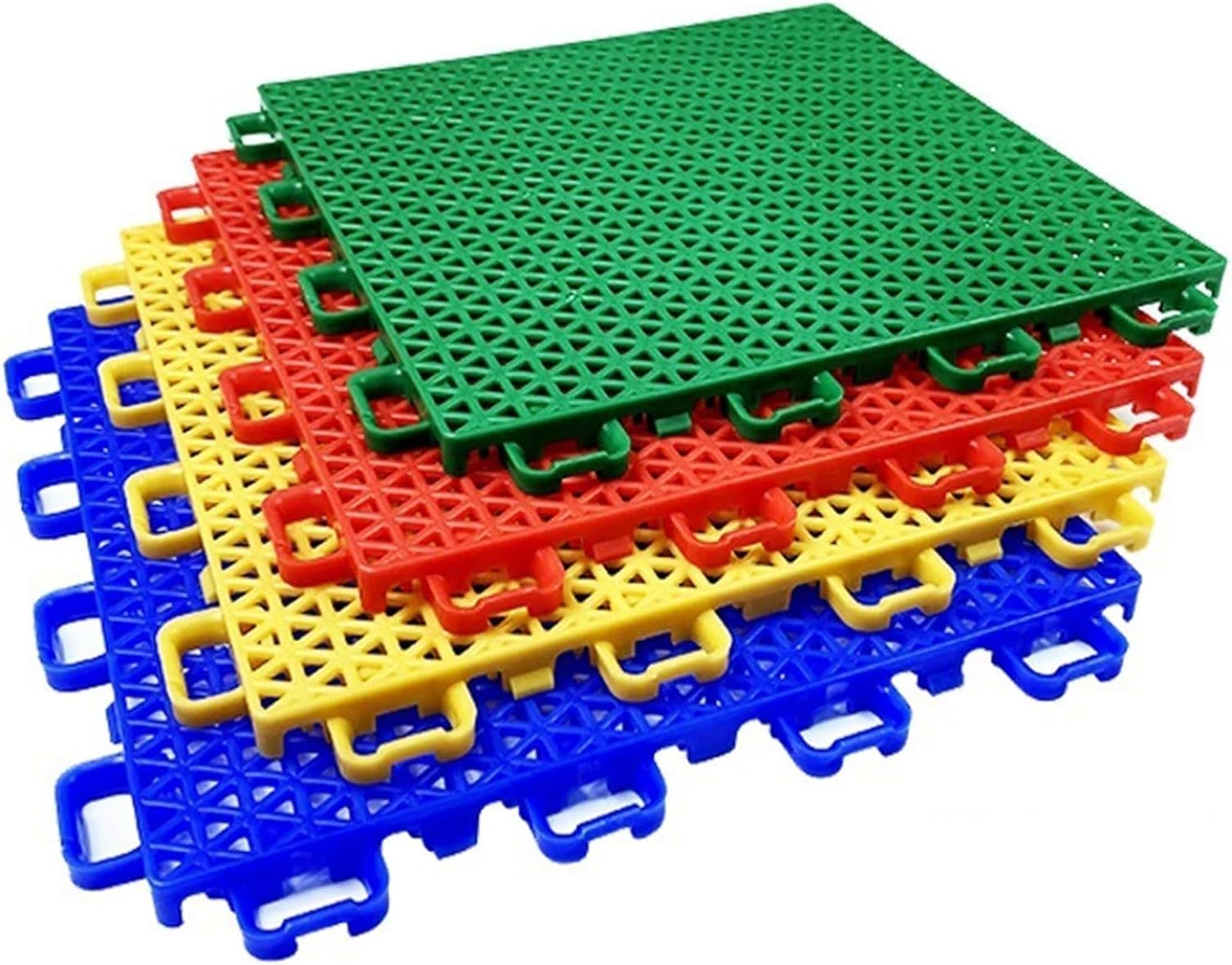 9.84inch Square Sport Court Tiles,Modular Interlocking Floor Tiles, Indoor and Outdoor Colorful DIY Splicing Sports Floor,Blue,16PCS