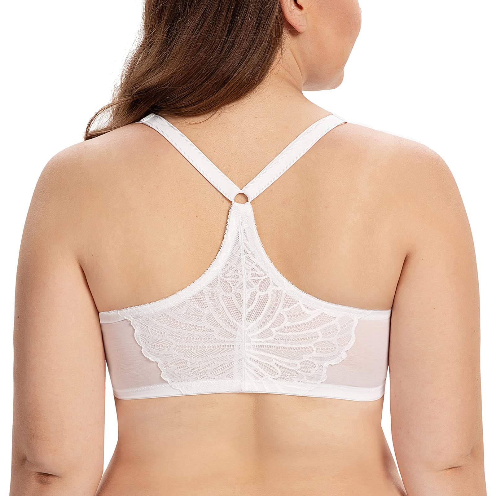 Taglie Forti Donna Apertura Davanti Pizzo con Ferretto Reggiseno