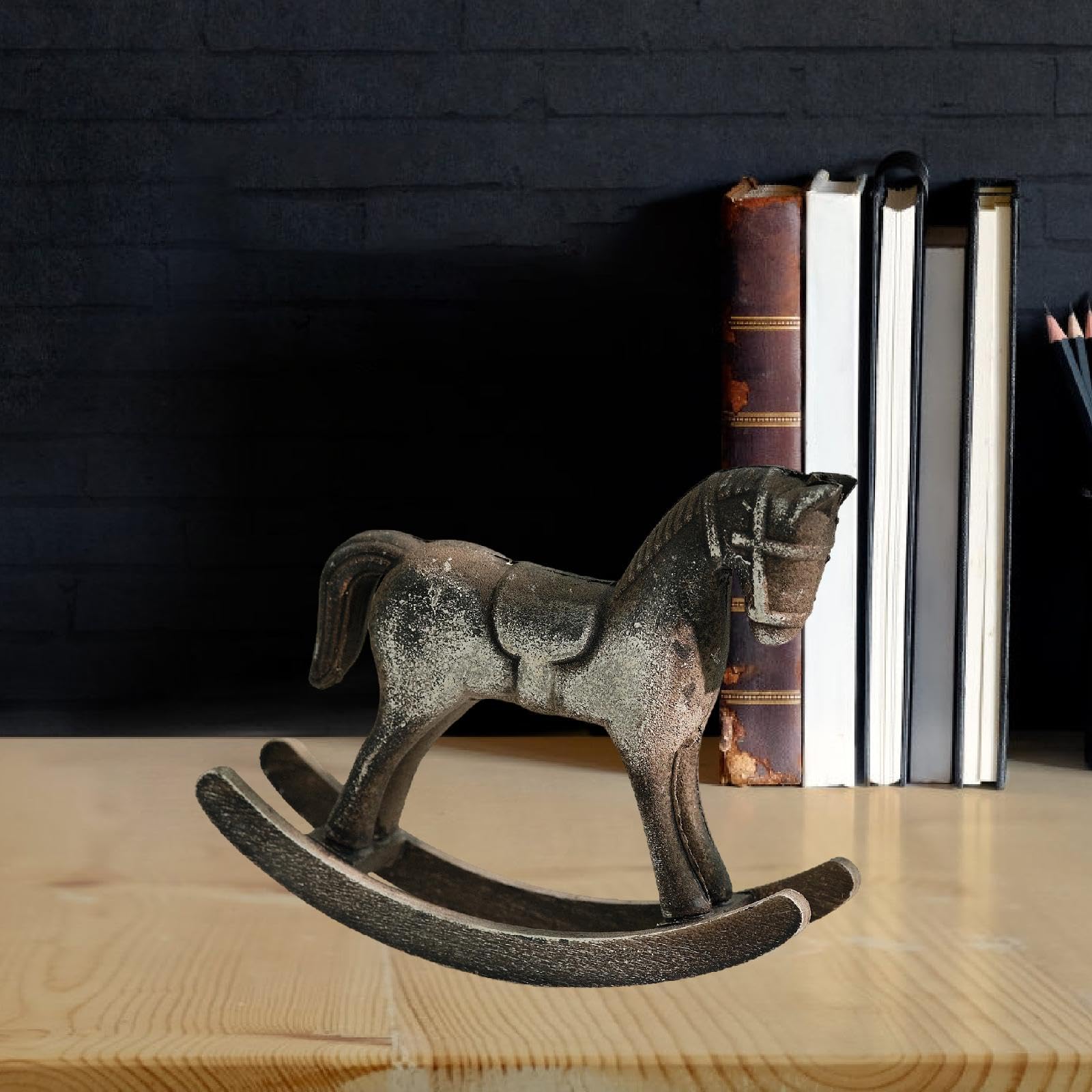 6X Schaukelpferd Aus Holz, Skulptur, Kunsthandwerk, Dekorative Statue, Elegante Figur, Geschenkidee, Tischdekoration