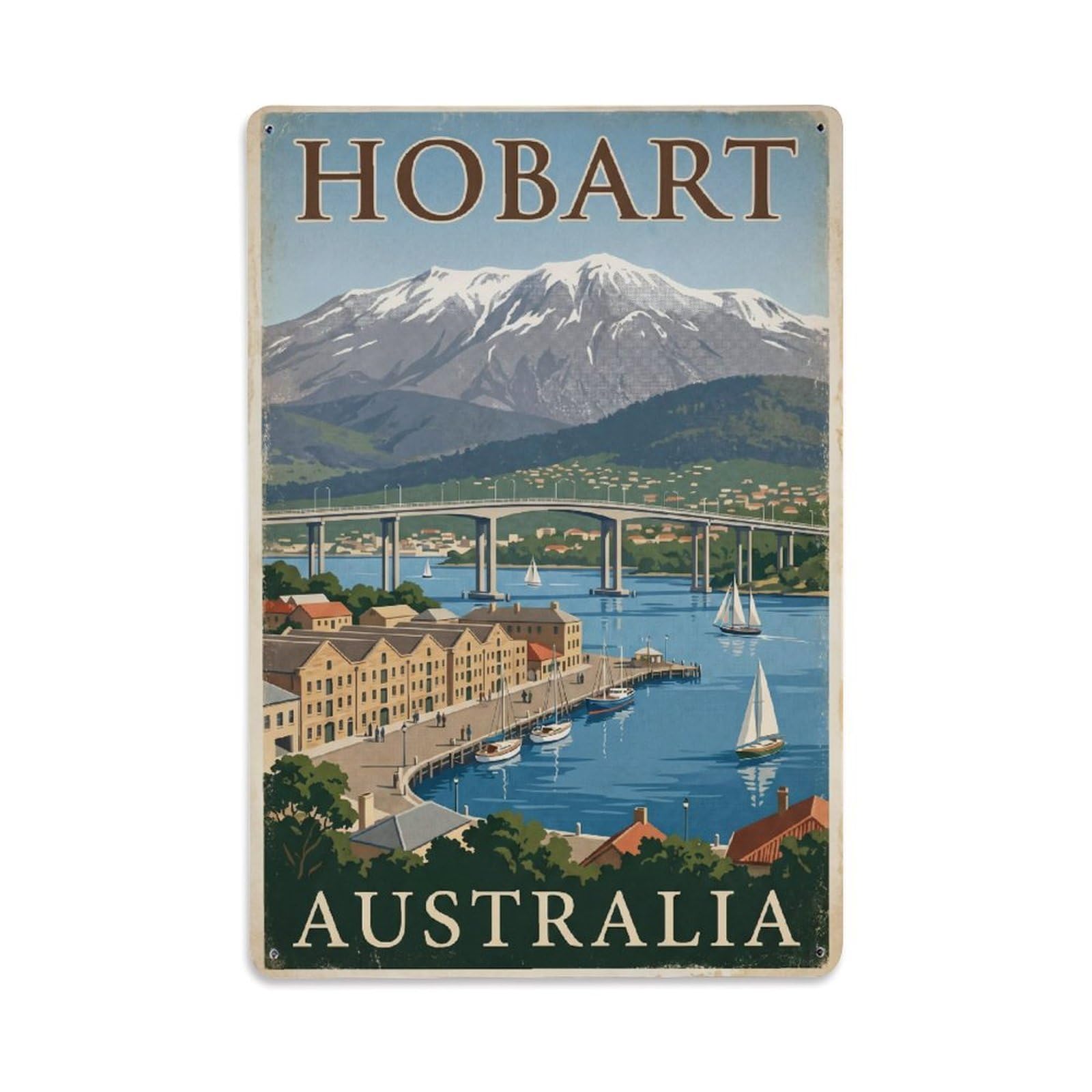 Metal Tin Sign Australia Hobart Retro Travel