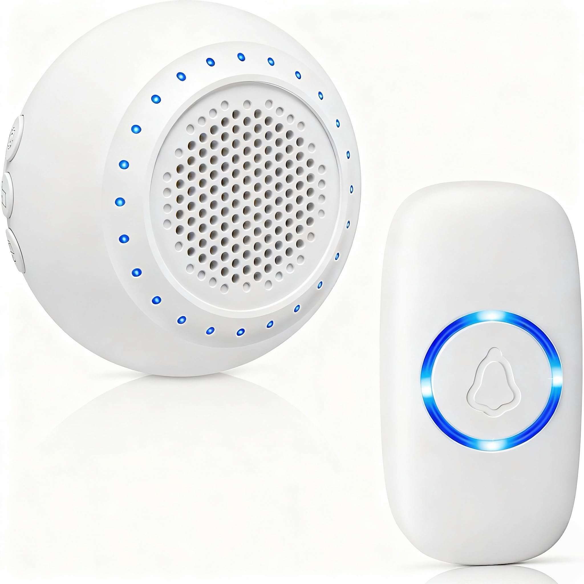 Wireless Doorbell, Doorbell Chime Kits with 1 Transmitter 1 Receiver Waterproof, Operating at 1000ft Range, 32 Ringtones, 4 Volume Levels, LED Flash, Door Bell for Home Classroom