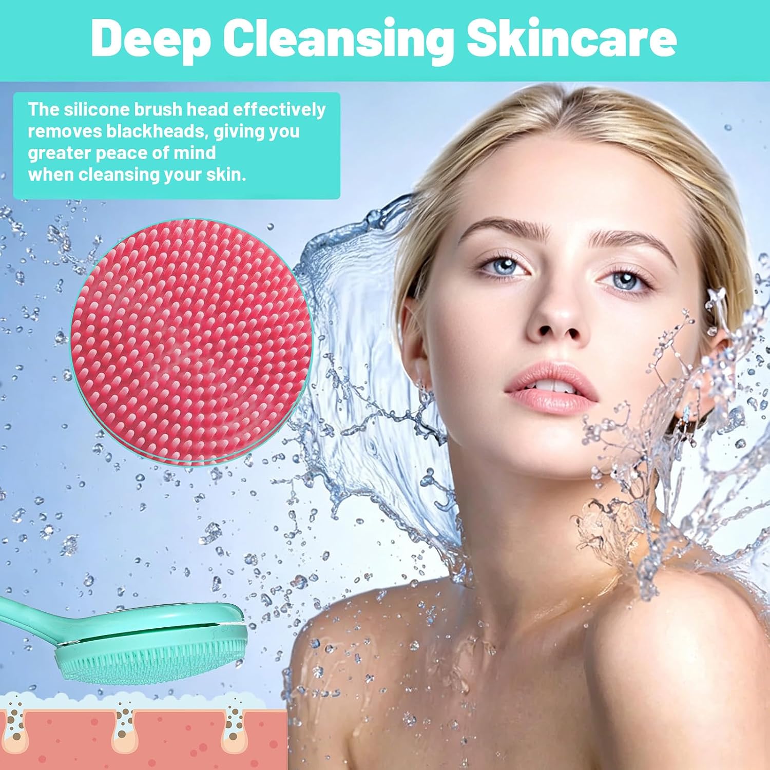 2 Pcs Face Scrubber Silicone Facial Cleansing Brush Soft Exfoliating Washing Face Brush Pore Cleansing Brushes for Blackheads Makeup Residues Removal