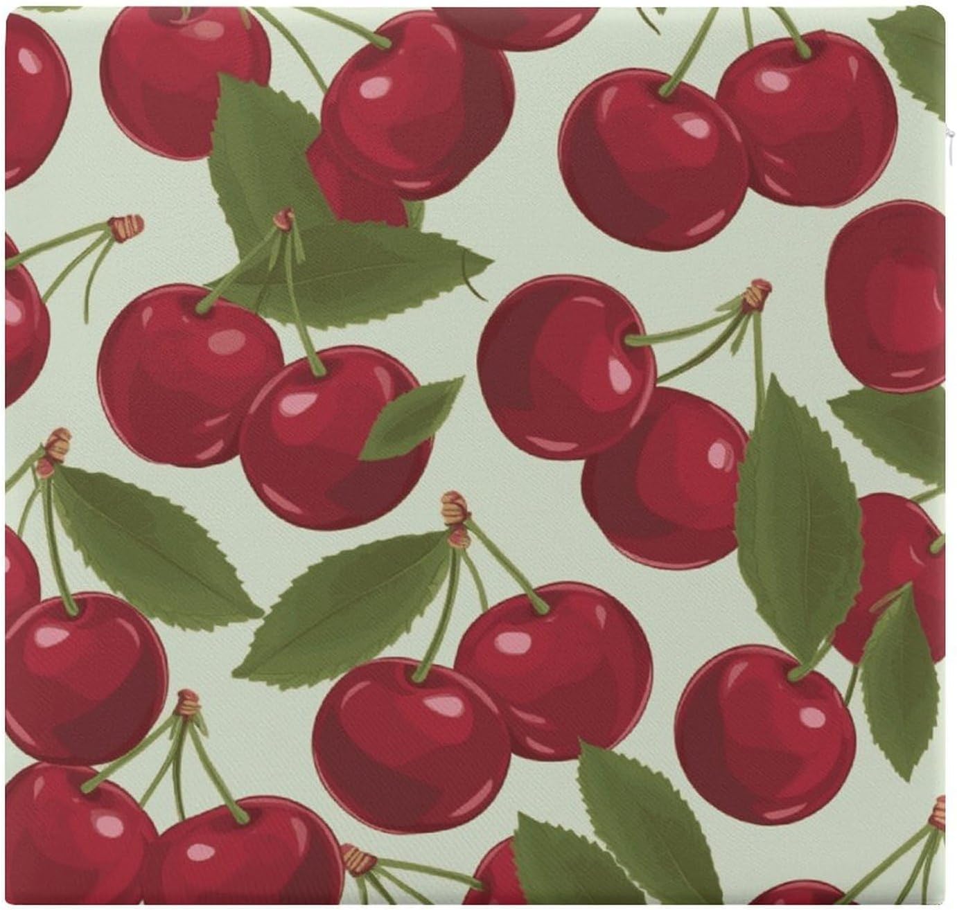 Cherry Fruit Chair Cushion Floor Pillow Stool Cushion | Cushions with Removable Cover with Square Memory for for Chair Living Room Balcony Office Sofa,13.8*15*1.2 Inch