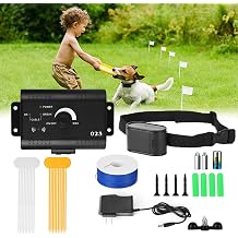 For1dog,Electric Dog Fence,In-Ground Pet Containment System,Waterproof Training Collar W/Tone/Static Correction and 984 FT Wire,Covers up to 1/2 Acre,Electric Pet Fence for Stubborn Dogs